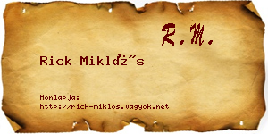Rick Miklós névjegykártya